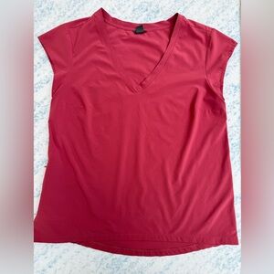 Eddie Bauer Red Fitted Cap Sleeve Blouse